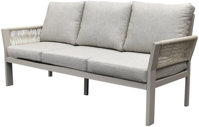 Saigon 3-zitsbank aluminium latte soft grey kussens