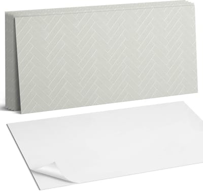 Coloray Plaktegels - Visgraatpatroon Wandtegel Zelfklevend - 60 cm x 30 cm - Romig Plaktegels - 6 stuks - Rechthoek PVC Tegels - Plaktegels Keuken - Zelfklevende Vloertegels Badkamer - Vinyltegels Vloer Zelfklevend - Zelfklevende Wandtegels