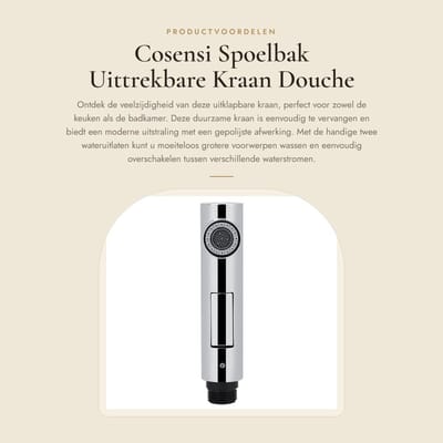 Dailygoods- Spoelbakkraan Uittrekbare Uitloop - Douche/Sproeier - Keuken/Badkamer - Duurzaam - Hoogwaardig ABS - Eenvoudig te Bedienen - Keukenkranen