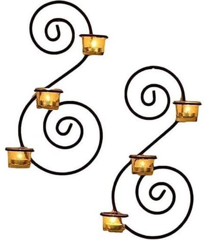 N3 Collecties2 Delige Decoratieve wandkandelaar met gratis theelichtjes
