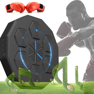 Muziek boksmachine - Bokstraining apparaat - Fitness thuis - Met Bluetooth en licht - 46x42x10cm - Zwart