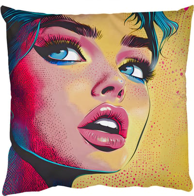 Sierkussens - Kussentjes Woonkamer - 50x50 cm - Close-up - Vrouwengezicht - Stippen - Geel
