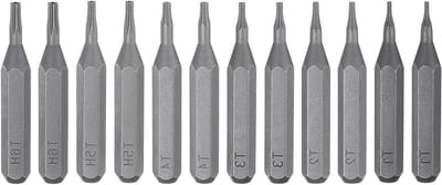 SnelShoppen - Torx Schroevendraaier Bits Set 12 Stuks T1-T4/T5H/T6H 1/4 Inch Hex Shank 28mm S2 Staal Magnetisch 6 Punten voor Elektrisch en Handmatig