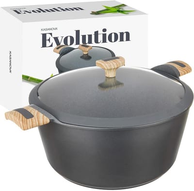 Steelpan 32 cm met deksel - Anti-aanbak pan voor alle kookplaten - Gegoten aluminium - Inclusief glazen deksel - Geschikt voor inductie