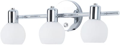Teamson Home - Wandlamp met 3 Verstelbare Glazen Bolkappen en Chroom Afwerking - 15,2 cm hoog