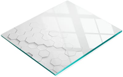 Decoratieve serveerplank van glas met zeshoekige vormen, 60x52 cm