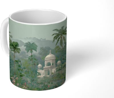 Mok - Koffiemok - Tropische tuin - Koepelgebouw - Bloemen - Mokken - 350 ML - Beker - Koffiemokken - Theemok