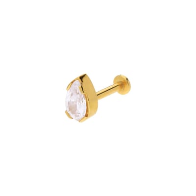 Lucardi - Dames Stalen goldplated helixpiercing met zirkonia - Piercing - Staal - Goudkleurig