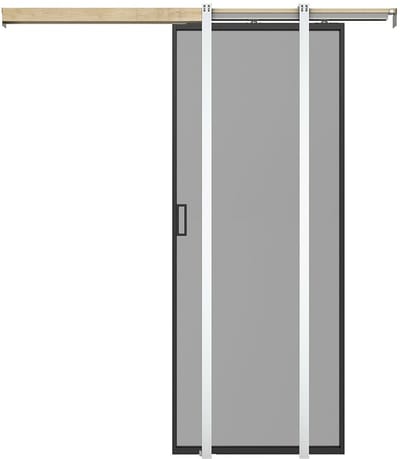 Vente-unique Schuifdeur met schuifsysteem - Aluminium en gerookt gehard glas - H205 x B93 cm - LINCI II