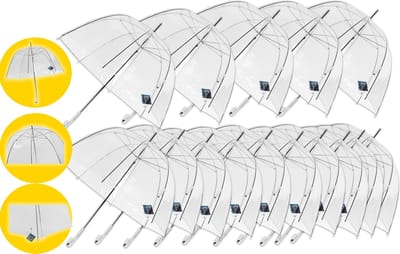 13 stuks Paraplu transparant plastic paraplu's 75 cm - doorzichtige paraplu - trouwparaplu - bruidsparaplu - stijlvol - bruiloft - trouwen - fashionable - trouwparaplu