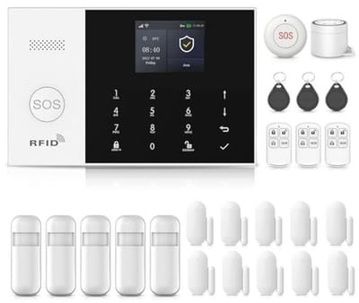 GSM Huisalarm met Wifi - 24-delig Alarmsysteem met App, Sirene 120 dB, Bewegingssensor en Draadloze Bediening