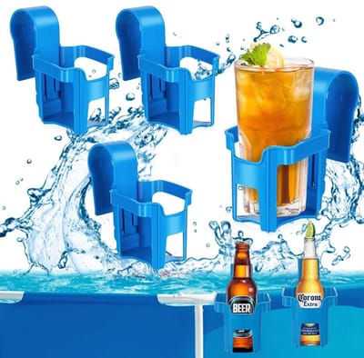 Cosensi- Zwembadbekerbeugel 4-delig - Drankhouder Auto/Zwembad - Morsbestendig - Compatibel met Bovengrondse Zwembaden - ABS Materialen - Blauw