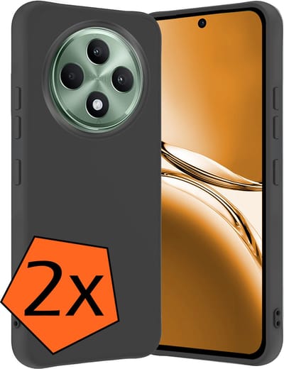 Hoes - 2 Stuks - Geschikt voor Oppo Reno 12 F - Sterk & Shockproof - Case Siliconen - Back Cover - Telefoon Hoes - Zwart