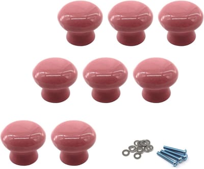 Ronde keramische deurknoppen met roze handvatten voor kinderkamers - 8 stuks, schattige kastgrepen, meubelaccessoires, kindvriendelijk ontwerp