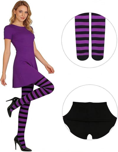 Gestreepte Panty Kousen voor Vrouwen, Opaque Strumpfhosen voor Carnaval, Halloween en Themafeesten