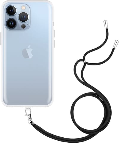 Just in Case hoesje met koord geschikt voor iPhone 14 Pro Hoesje met Koord - Flexibele Case - Transparant