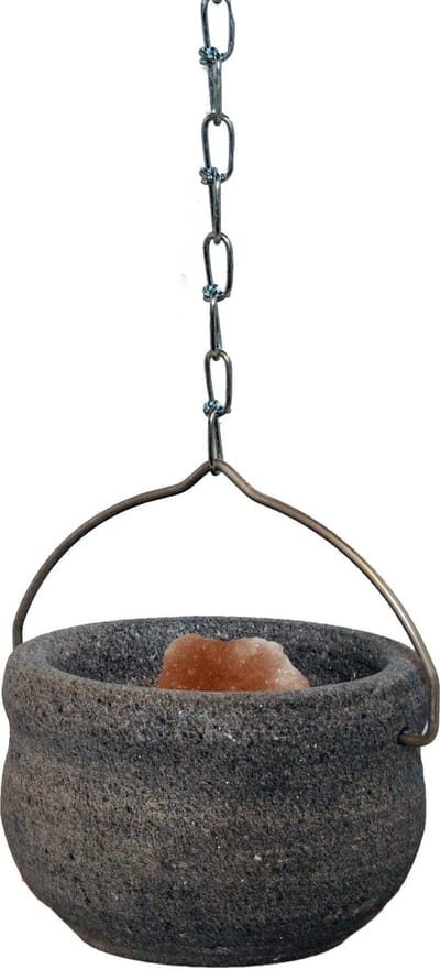 Saunia - Aroma bakje voor boven de kachel aan een ketting, met Himalaya zout kristal.