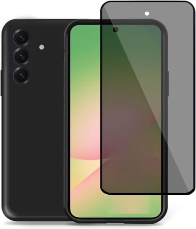 Technow hoesje + Privé Screenprotector geschikt voor Samsung A56 / A36 – Privacy Tempered Glass - Back Case Cover Zwart