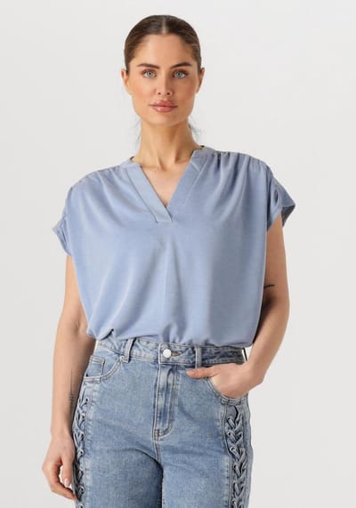 Minus Fiba Modal T-shirt Tops & T-shirts Dames - Shirt - Lichtblauw - Maat XS