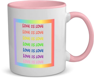 Akyol - lgbtq cadeau - koffiemok - theemok - roze - Lgbt - queer - met opdruk - lgbt - love is love - pride month - lgbtq vlag - gay pride - met tekst - opdruk - leuke pride spullen - verjaardag - cadeau - gift - 350 ML inhoud