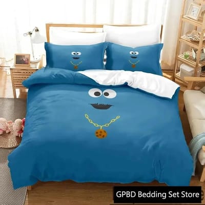 Impression 3D Cookie Dessin Animé Monstre Anime Ensemble de Literie Double Twin King Housse de Couette Couette Taie d'Oreiller Garçons Filles Adultes Chambre EU Single 135x200cm