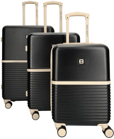 Enrico Benetti Princetown - 3 Koffers - SET van 3 - met TSA Slot - 55 cm - 65 cm - 75 cm - Zwart-Ecru