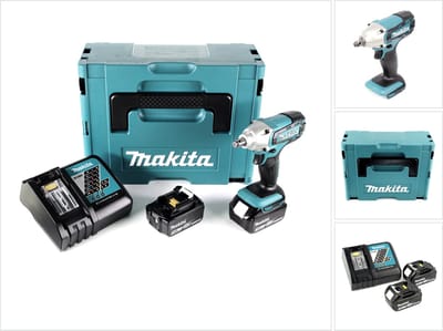 Makita DTW 190 RFJ accu-slagmoersleutel 18 V + 2x accu 3,0 Ah + snellader + Makpac