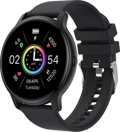 Belesy® SUAVE - Smartwatch Heren – Smartwatch Dames - Horloge – Stappenteller – Calorieën - Hartslag – Sporten - Je eigen foto als wijzerplaat - Kleurenscherm - Full Touch - Bluetooth Bellen – Silicone – Zwart - Moederdag