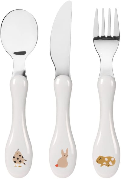 Kinderbestek set 3-delig lepel vork mes roestvrij staal kunststof handvat/Cutlery Little Mateys spicy oranje