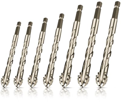 Set van 7 of 10 Stuks Multimateriaal Boortjes - Sterke Hardmetalen Punt voor Tegels, Glas en Keramiek - Zeskant Schroefboor