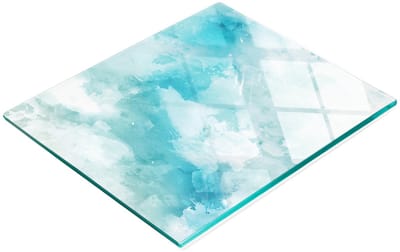 Multifunctionele decoratieve glazen snijplank voor de keuken met blauwe achtergrond, 60x52 cm