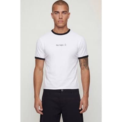 Muscle Fit Verkort Ringer T-shirt Zonder Label | White | Size 5XL