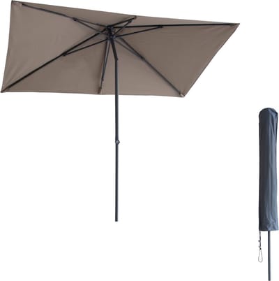 Kopu® Leon Parasol Rechthoek 150x250cm met Hoes - Hoogteverstelbaar - Taupe