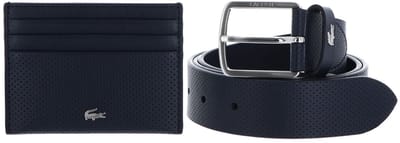 LACOSTE Leren Riem Kaarthouder Elegance Punch Cardholder + Belt Box W90 Eclipse Donkerblauw