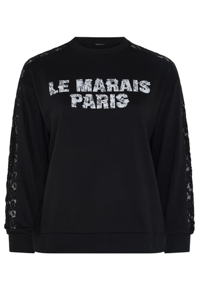 Limited Collection Zwarte 'Le Marais Paris' Kanten Sweatshirt Size 38