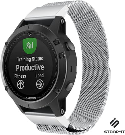 Strap-it Milanese bandje RVS geschikt voor Garmin Fenix 5 (Plus) - Fenix 6 (Pro) - Fenix 7 (Pro - Sapphire - Solar) - Fenix E - Fenix 8 47mm - Epix Gen 2 47mm - Quatix 5-6-7 - Quickfit 22mm band voor Garmin smartwatches - Horlogeband - zilver