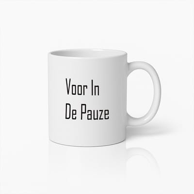 Eenvoudige Nederlandse Koffiemok - 'Voor In De Pauze' – Minimalistische Keramische Beker Perfect Voor Werkpauzes
