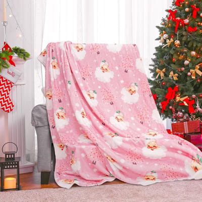 Pluizige Kerstdeken Roze - Zachte en Warme Winterdeken