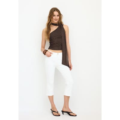 Stradivarius Asymmetrische top van tule met stippen en sjaal  Bruin XS