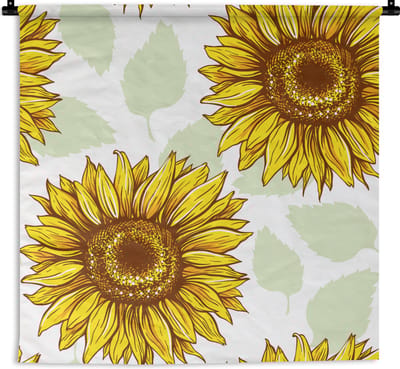 Wandkleed - Wanddoek - Zonnebloem - Patronen - Bloemen - 90x90 cm - Wandtapijt