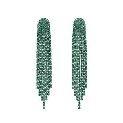 Strass Oorhangers - Groen | Oorbellen 9 x 1,5 cm | Bijoux/Zirkonia | Fashion Favorite