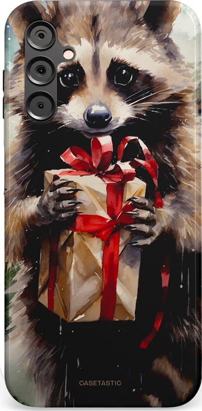 Casetastic hoesje geschikt voor Samsung Galaxy A14 (2023) 5G / Samsung Galaxy A14 (2023) 4G - Dubbellaagse bescherming - Winter Wasbeer Presentje - Fashion Case - Zwart Grijs Taupe