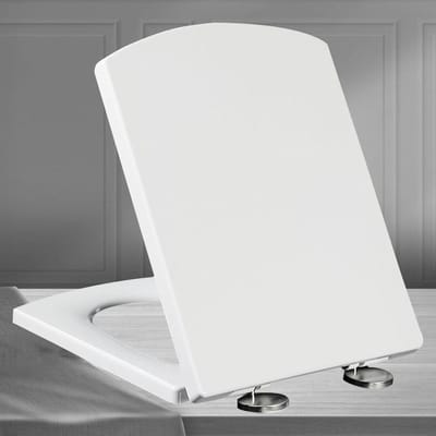 Toiletzitting Wit - Toiletdeksel Vierkant - Badkamer Vernieuwen - Zacht Sluitend Mechanisme - 37x47cm - Wit