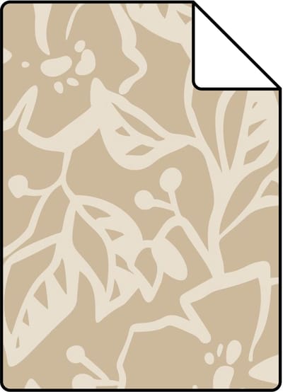 Proefstaal ESTAhome behang bladeren en bloemen beige - 26.5 x 21 cm - 131376-S