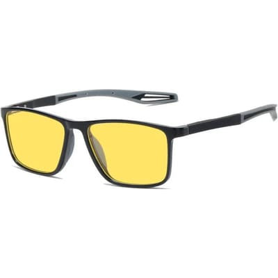 Nachtzichtbril voor automobilisten Unisex UV400 Gele Glazen Sportbril Vierkante Monturen Blauwlicht Blokkerende Bril Vissersbril as picture yellow