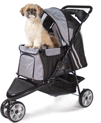 Wandelwagen voor Honden en Katten - Opvouwbare Huisdier Buggy met Grote Wielen