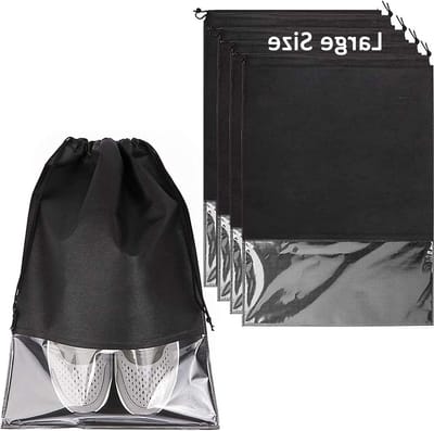 Ruime schoentas voor reizen, zwart, set van 4, ideaal voor schoenen, opbergtas en reisaccessoires