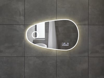 Mawialux LED Badkamerspiegel - Bluetooth en speakers - 100x59cm - Asymmetrisch - Verwarming - Touchscreen - Dimbaar - Ana PLUS