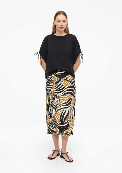 s.Oliver - female - Gestructureerde midirok met split en elastische tailleband