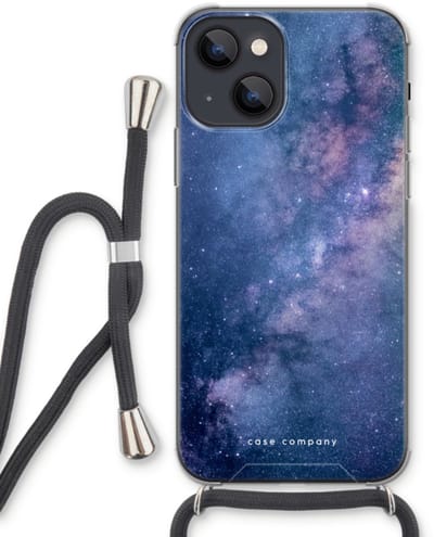 Case Company® - Hoesje met koord geschikt voor iPhone 13 hoesje met Koord - Nebula - Telefoonhoesje met Zwart Koord - Bescherming aan alle Kanten en Over de Schermrand